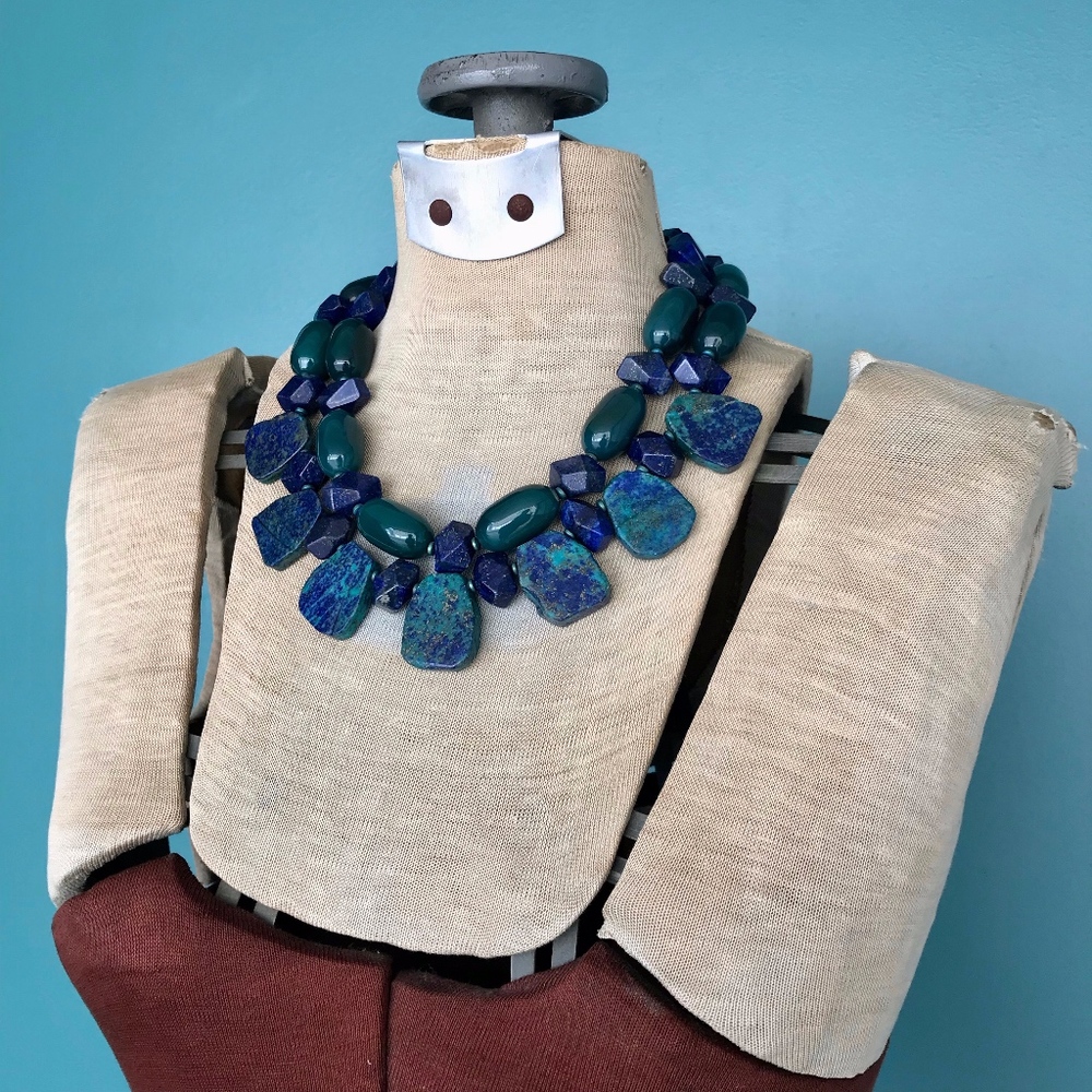 Lapis Lazuli Chunky Bib Statement Necklace